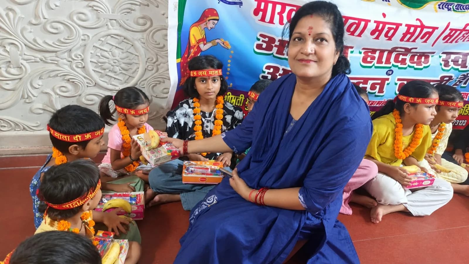 मारवाड़ी युवा मंच महिला सोन शाखा ने किया कन्या पूजन